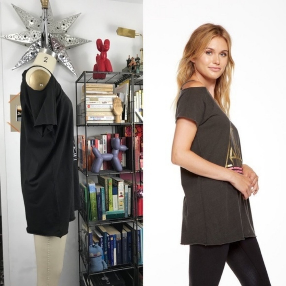Chaser Def Leopard Cold Shoulder Metallic Tee - Picture 2 of 7